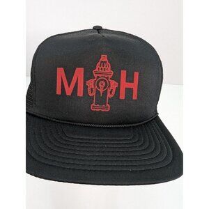 M H Valve Company Logo Men Black Wide Brim Braid Mesh Back Adj Snapback Cap Hat